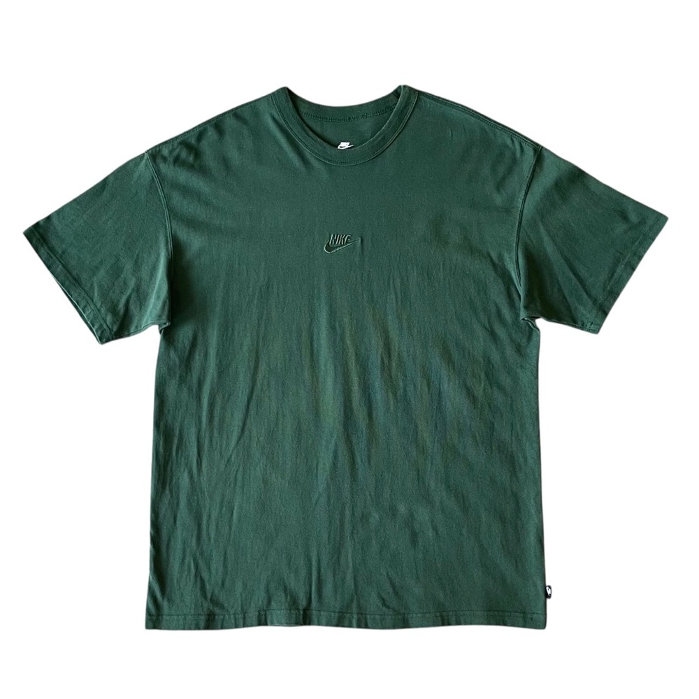 Green Nike T shirt with embroidered logo. Size large